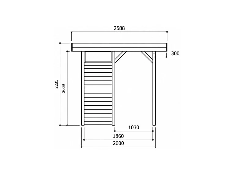 Kiosque en bois "Regensburg" - 6 m² - 3.44 x 2.59 x 2.23 m - 19 mm
