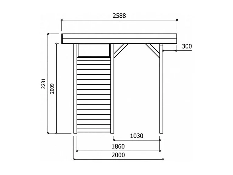 Kiosque en bois "Regensburg" - 6 m² - 3.44 x 2.59 x 2.23 m - 19 mm