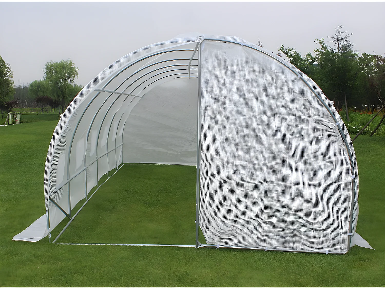 Tunnelgewächshaus mit Schwingtür "mimosa"- 180 g/m² - 18 m² - 6 x 3 x 2 m