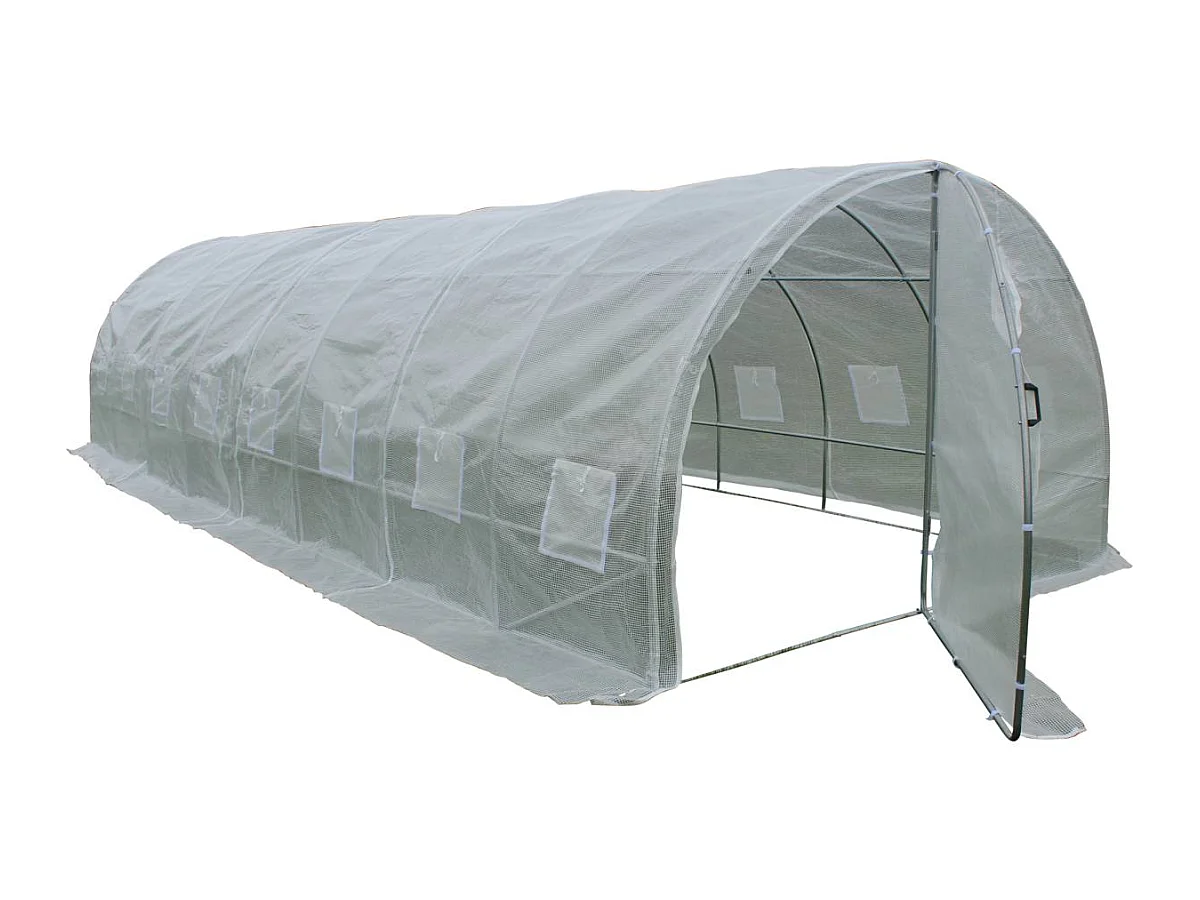 Serre tunnel de jardin avec porte "Mimosa" - 180 g/m² - 24 m² - 8 x 3 x 2 m