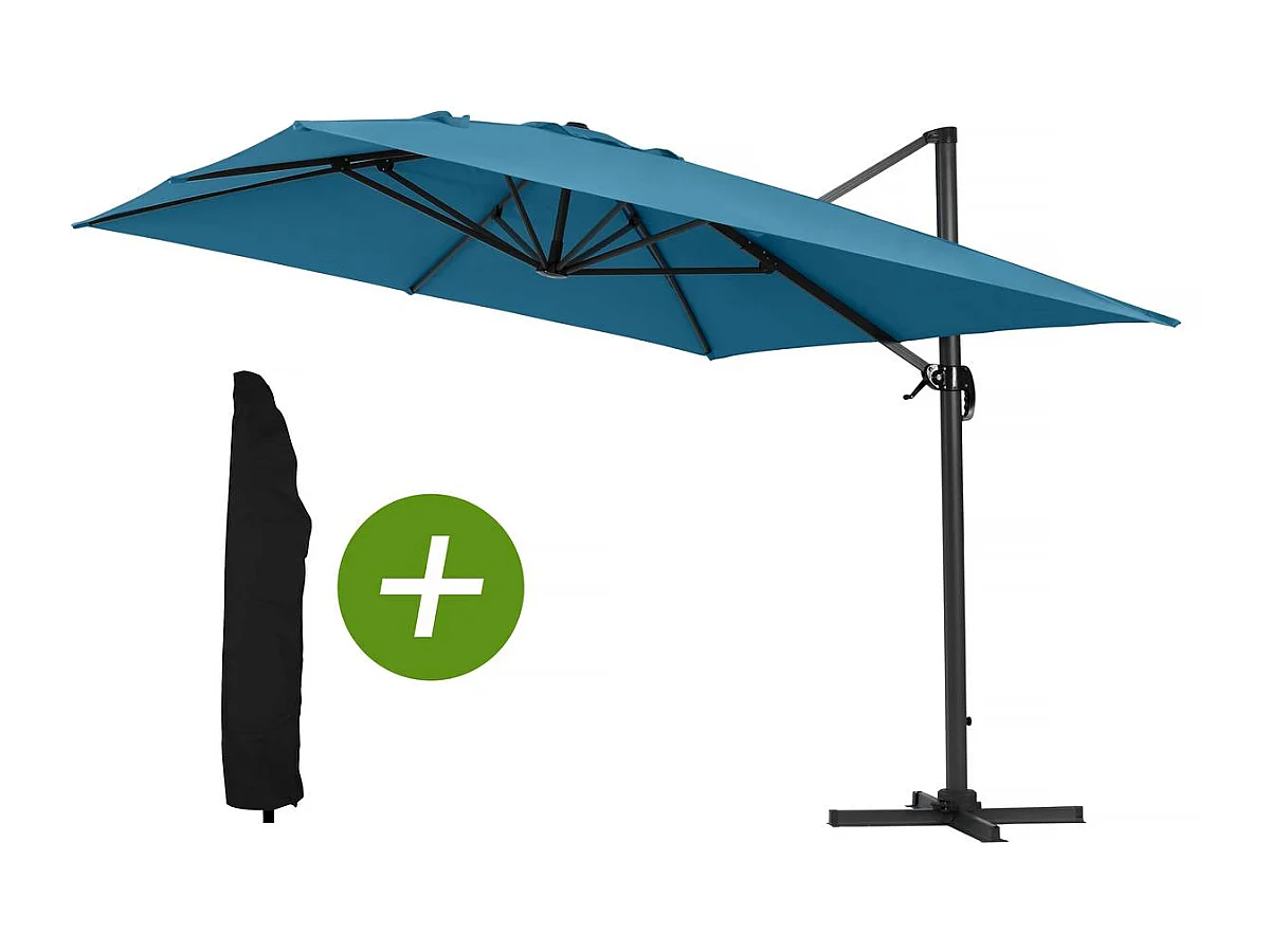Guarda-sol deslocado de alumínio "Sun 4" retangular 3x4m azul com capa de proteção