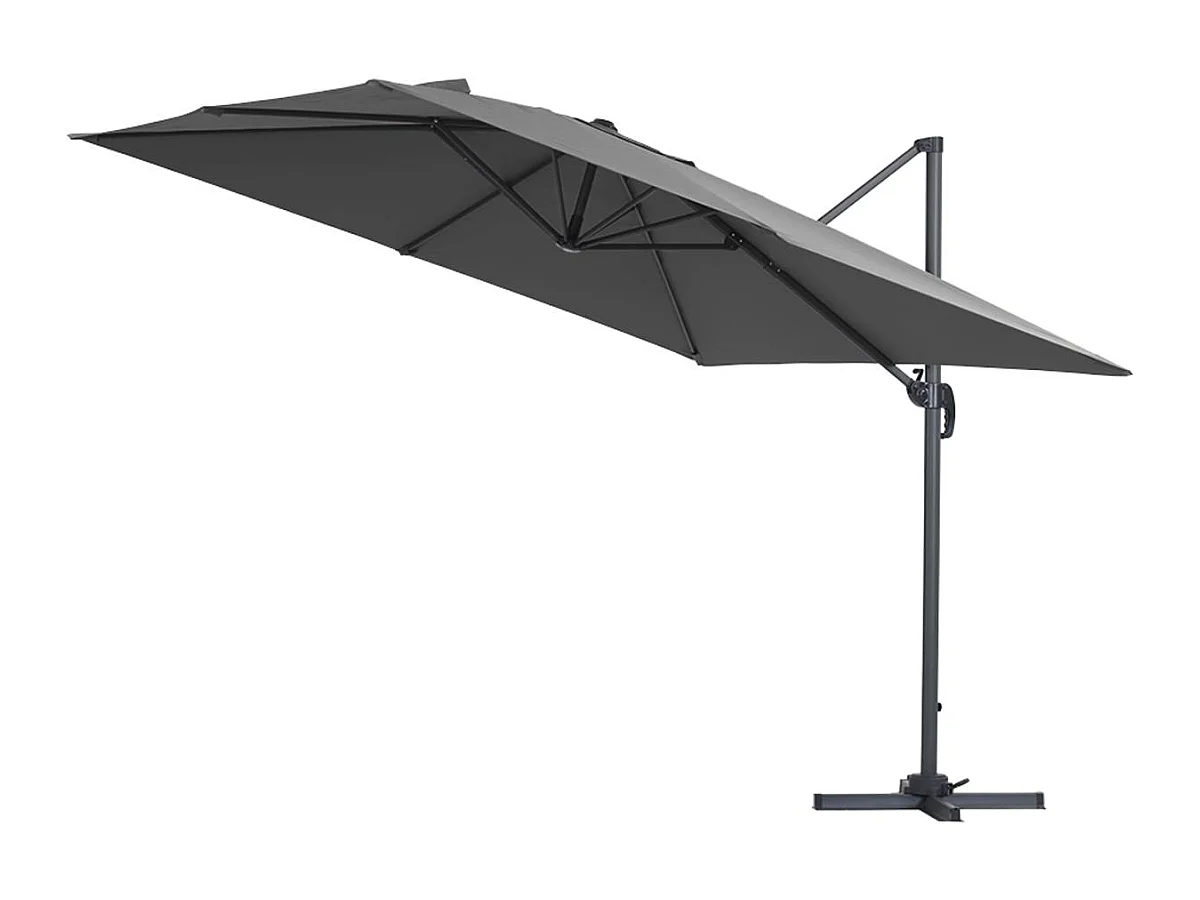 Parasol jardin déporté Alu "Sun 3" - Carré - 3 x 3 m - Gris + housse de protection