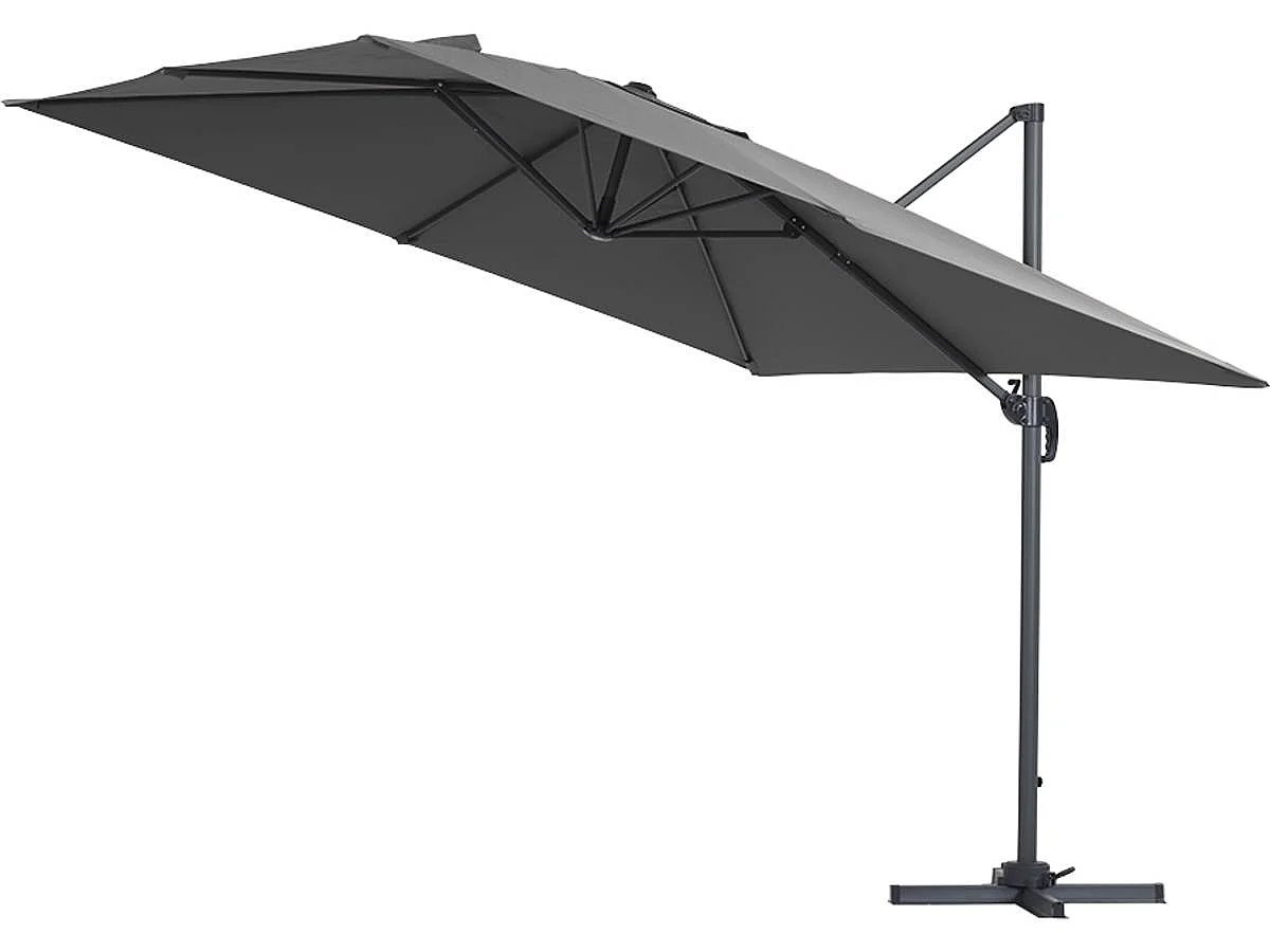 Parasol vrijhangend tuin zweefparasol Aluminium "Sun 3" - Vierkant - 3 x 3 m - Grijs + beschermhoes parasol