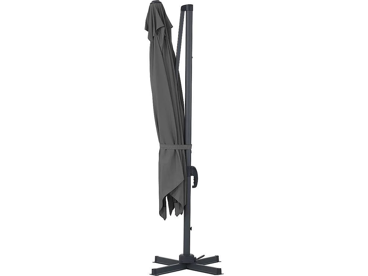 Parasol vrijhangend tuin zweefparasol Aluminium "Sun 3" - Vierkant - 3 x 3 m - Grijs + beschermhoes parasol