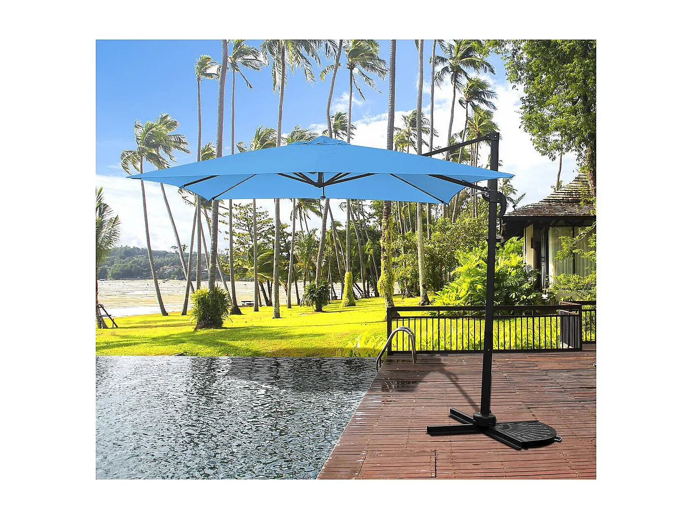 Parasol vrijhangend tuin zweefparasol "Soleil" - 2,5 x 2,5 m - Blauw