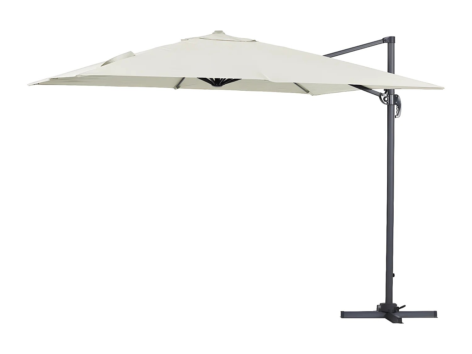 Guarda-sol deslocado Sun 3 em alumínio com tecido de poliéster 220g/m² - Quadrado 3 x 3 m - Ecru