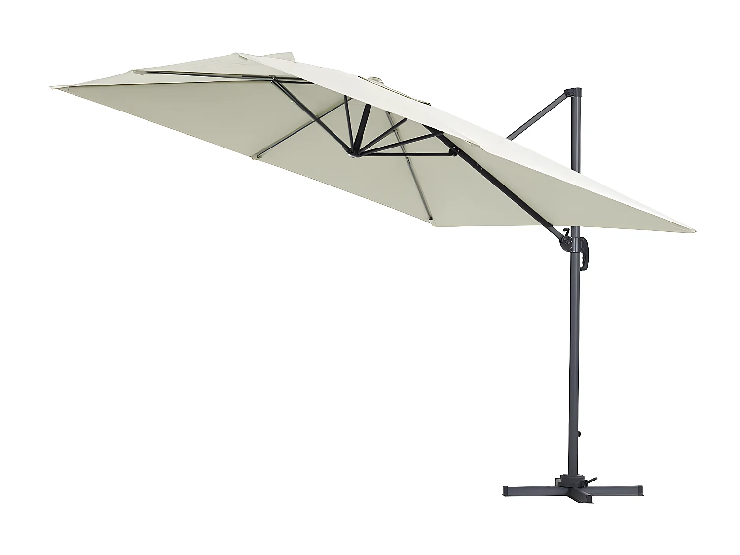 Guarda-sol deslocado Sun 3 em alumínio com tecido de poliéster 220g/m² - Quadrado 3 x 3 m - Ecru