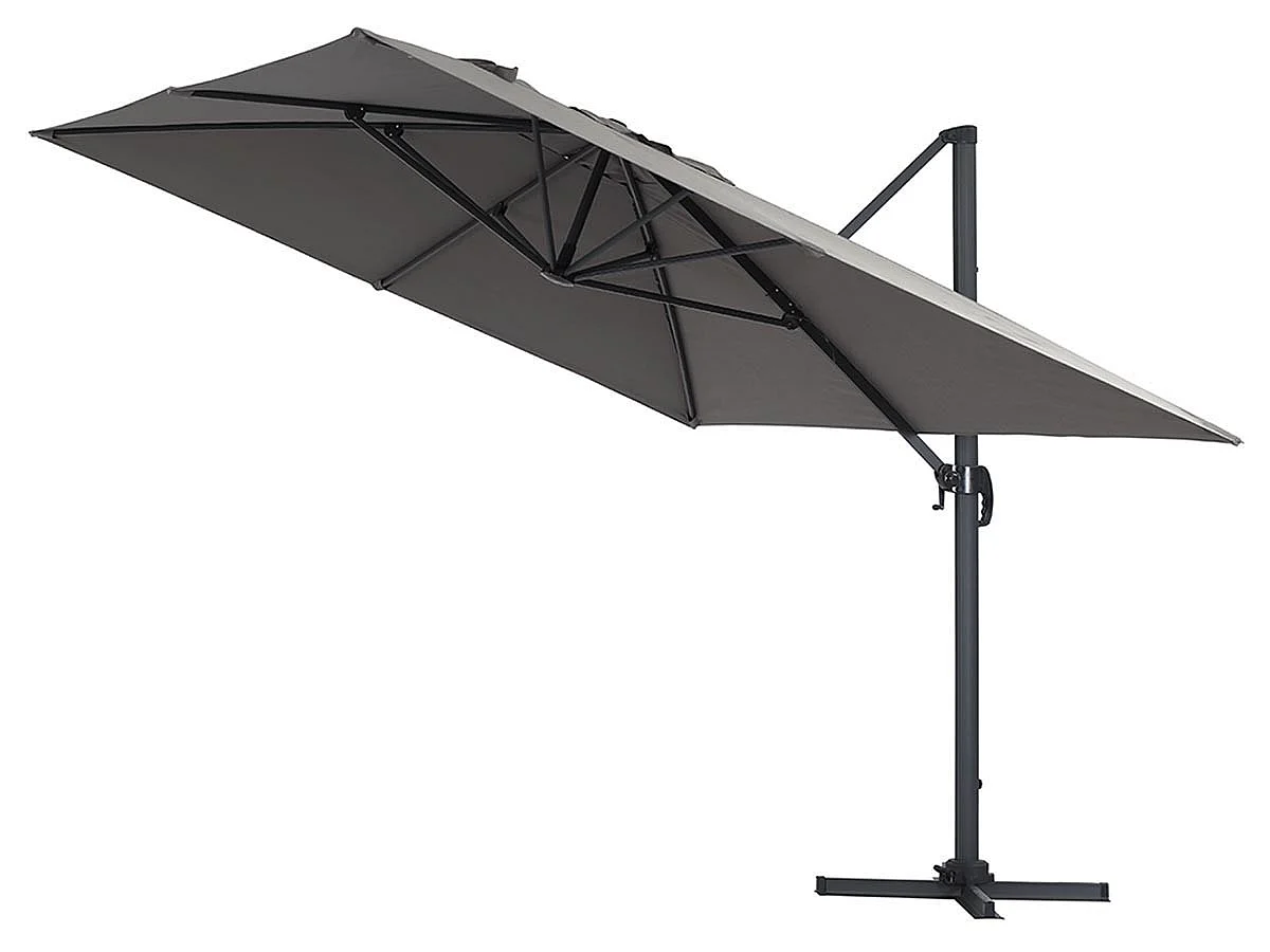 Parasol de jardin déporté en aluminium "Sun 4" - 3 x 4 m - Gris