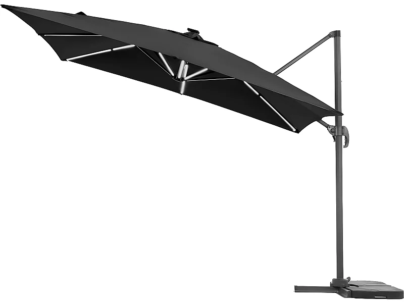 Parasol de jardin LED Alu "Sun 4 Luxe" - Rectangular -  3 x 4 m - Negro