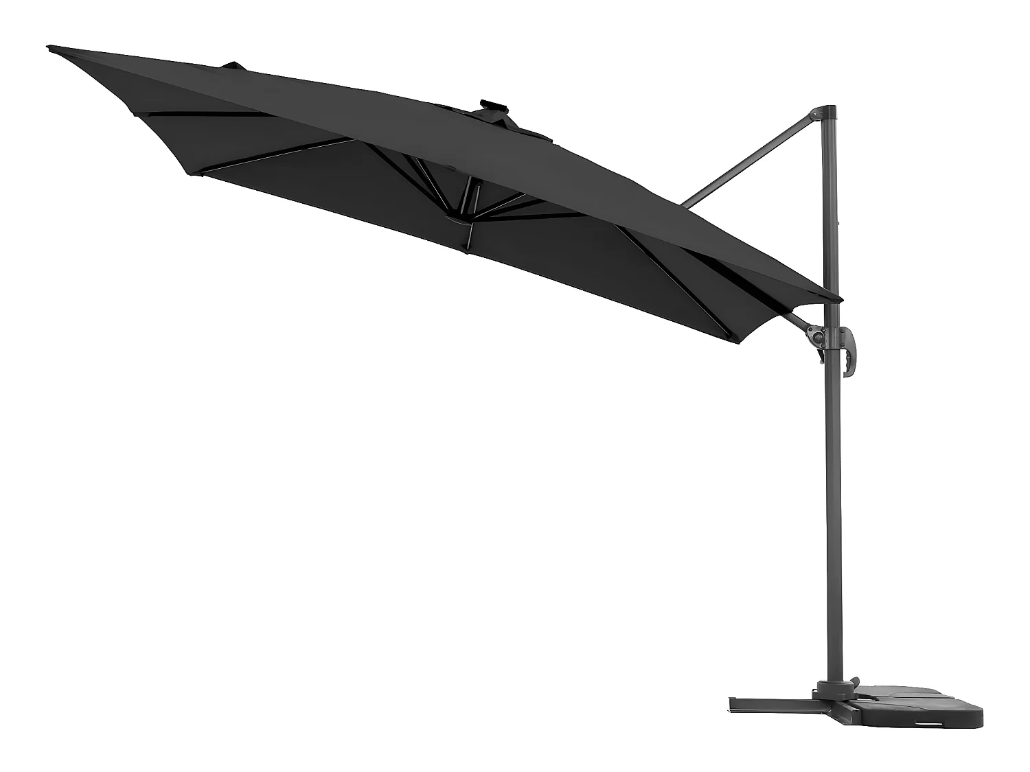 Parasol déporté avec LED - "Sun 4 Luxe" - 3 x 4 m - Noir