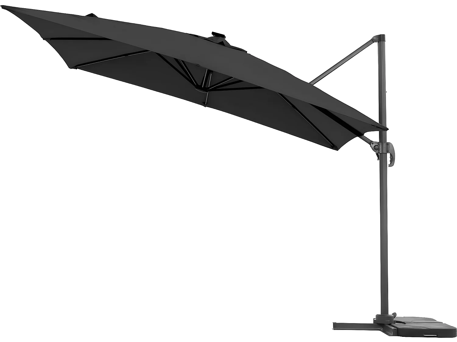 Parasol ogrodowy "Sun 4 Luxe" z boczną nogą - Z podświetleniem LED - Z aluminium - Kwadratowy - 3 x 4 m - Czarny