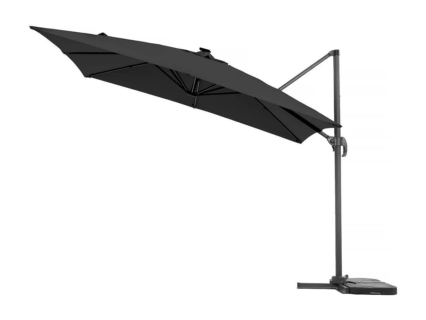 Parasol déporté avec LED - "Sun 4 Luxe" - 3 x 4 m - Noir