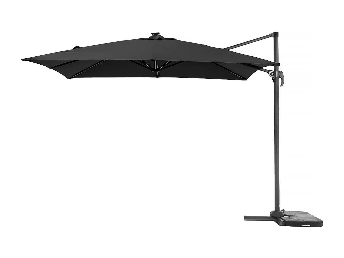 Parasol déporté avec LED - "Sun 4 Luxe" - 3 x 4 m - Noir