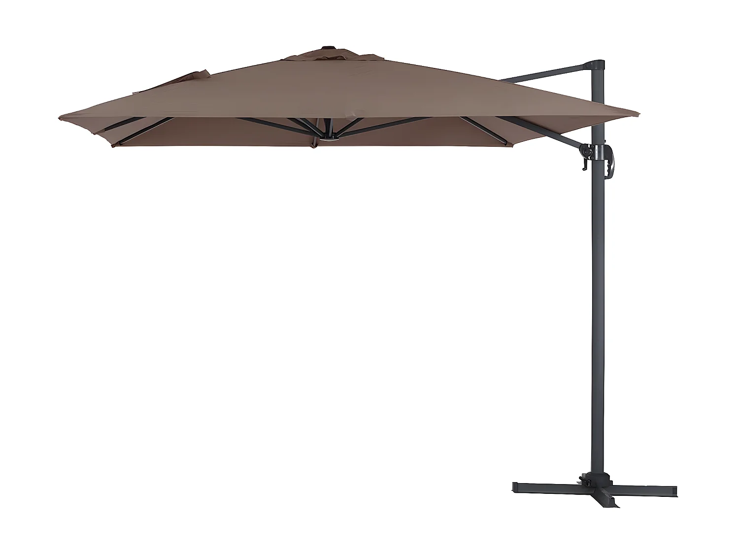 Aluminium zweefparasol "Sun 4" rechthoekig 3x4m taupe voor tuin en terras