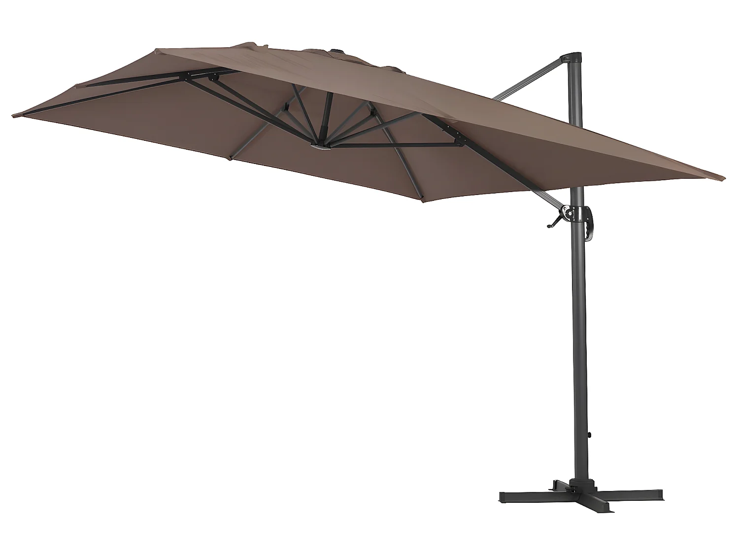 Aluminium zweefparasol "Sun 4" rechthoekig 3x4m taupe voor tuin en terras