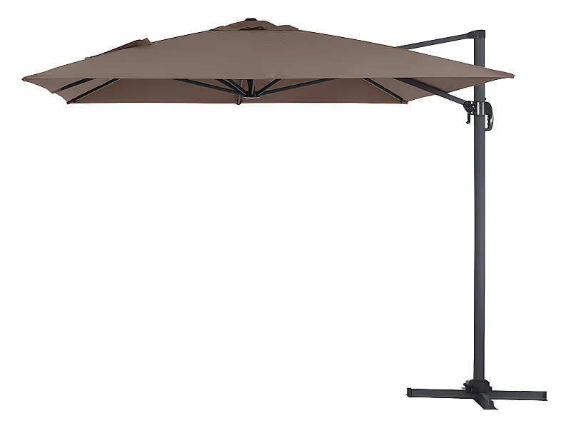 Aluminium zweefparasol "Sun 4" rechthoekig 3x4m taupe voor tuin en terras