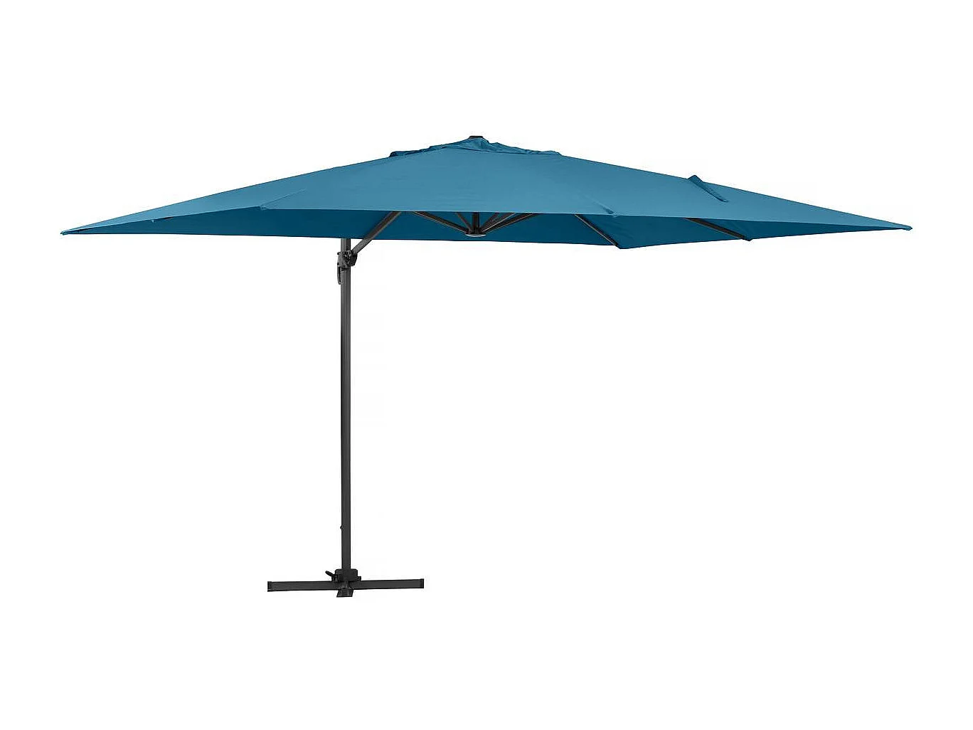Parasol jardin déporté Alu "Sun 4" - Rectangle - 3 x 4 m - Bleu - Dalles à lester incluses
