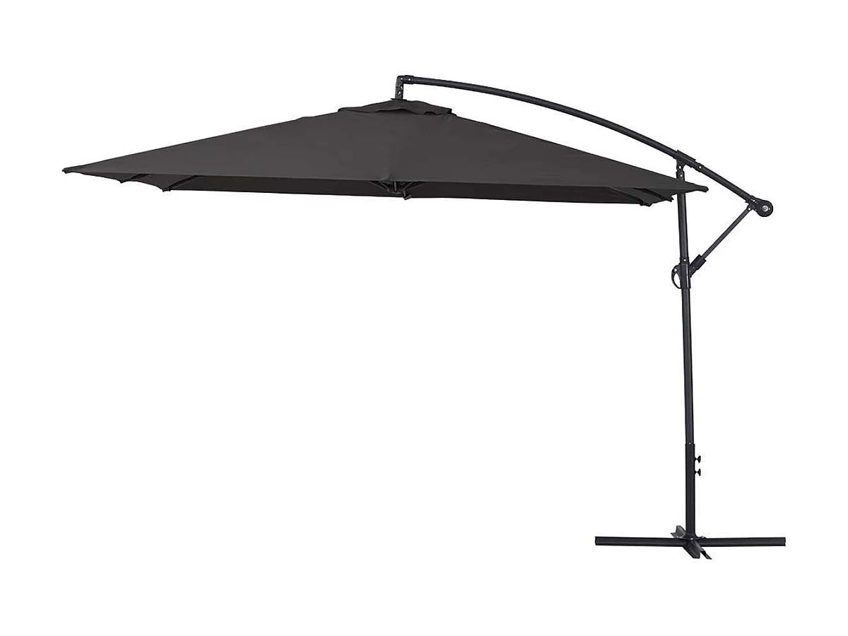 Guarda-sol deslocado de alumínio "Ilios 3" quadrado 3x3m preto, resistente aos raios UV e à corrosão