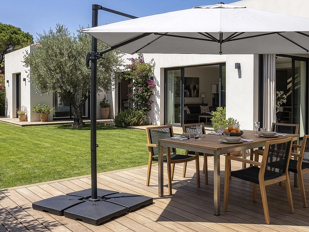 4 parasolvoeten voor grote parasol vrijhangend tuin zweefparasol  - 4 x 3 m - 104 kg - Zwart