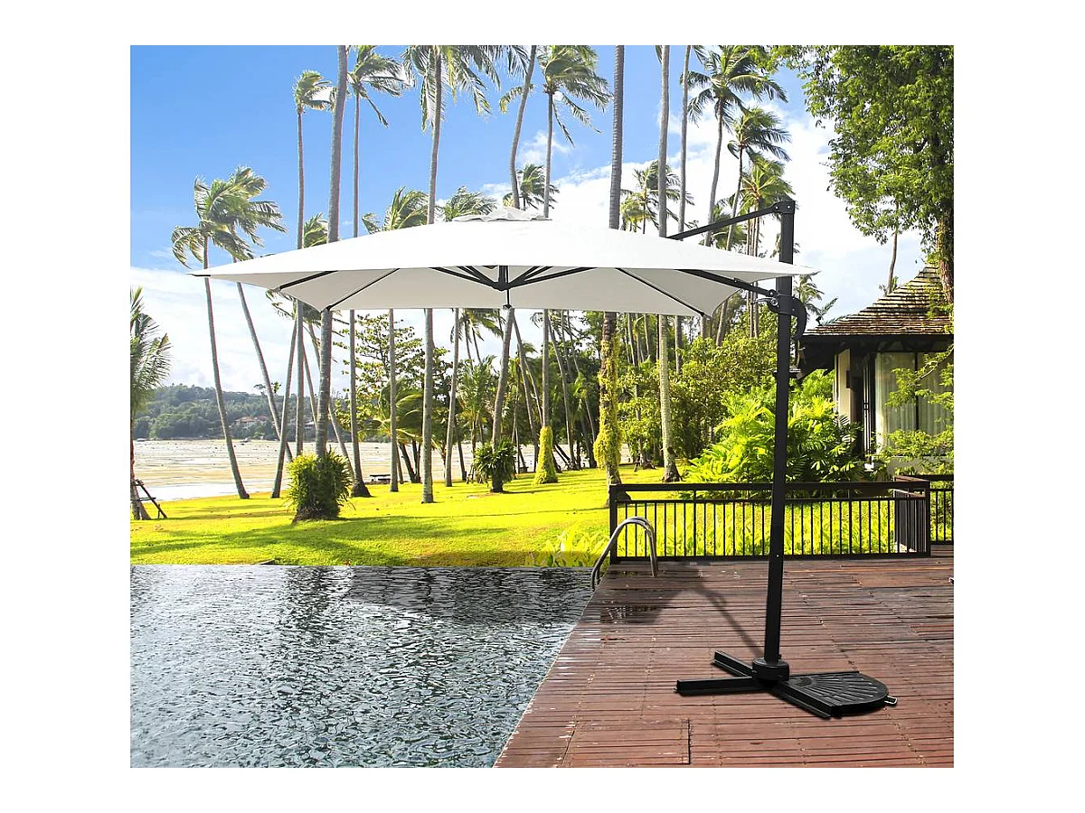 Vierkante zweefparasol "Soleil" 2,5 x 2,5 m met beschermhoes - Ecru