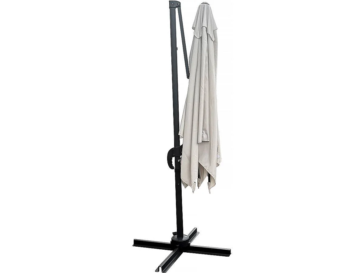 Parasol jardin déporté "Soleil" - Carré - 2.5 x 2.5 m - Ecru + Housse de protection