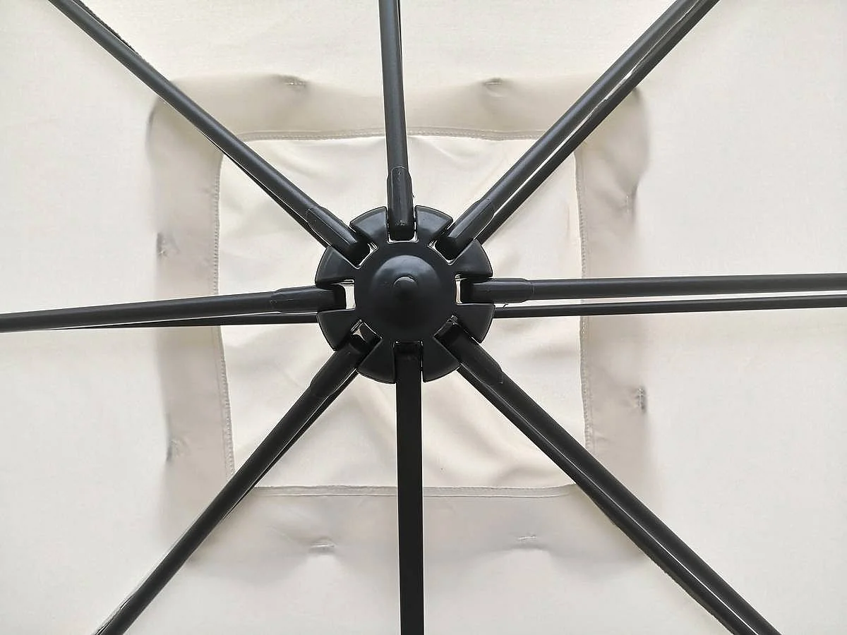 Parasol jardin déporté "Soleil" - Carré - 2.5 x 2.5 m - Ecru + Housse de protection