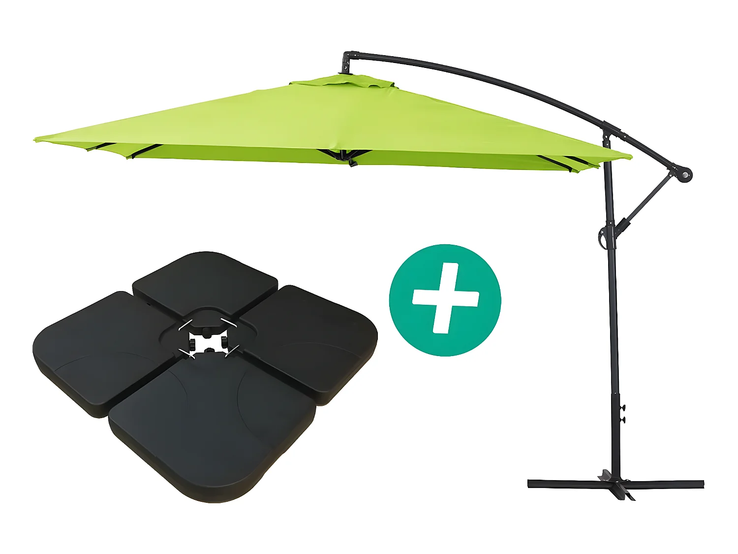 Ampelschirm aus Alu "Ilios 3" - Viereckig - 3 x 3 m - Grün - Platten inbegriffen
