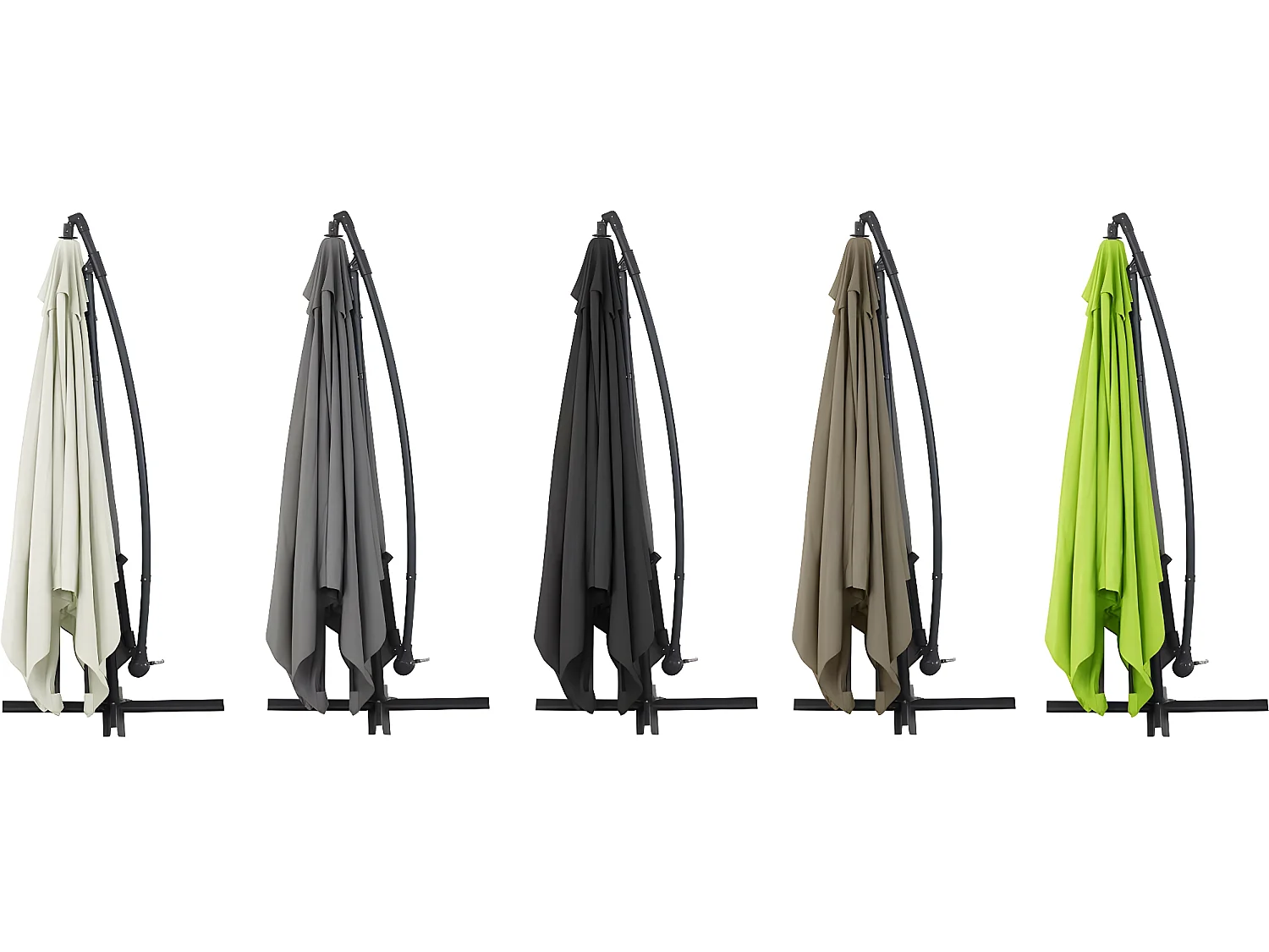 Parasol jardin déporté Alu "Ilios 3" - Carré - 3 x 3 m - Vert - Dalles incluses