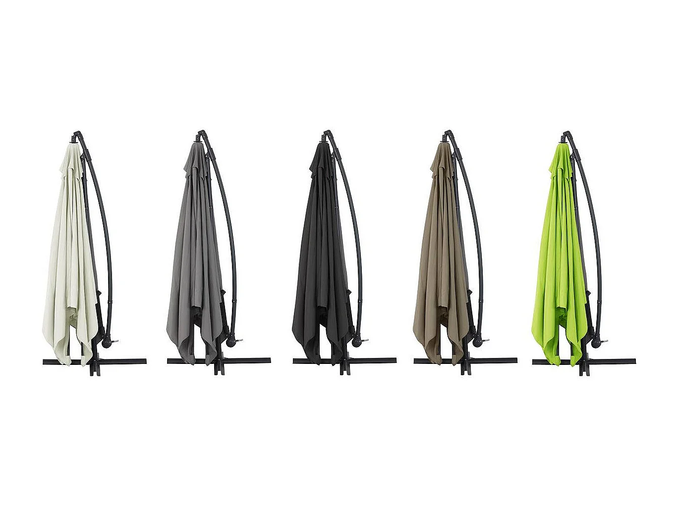 Parasol jardin déporté Alu "Ilios 3" - Carré - 3 x 3 m - Vert - Dalles incluses