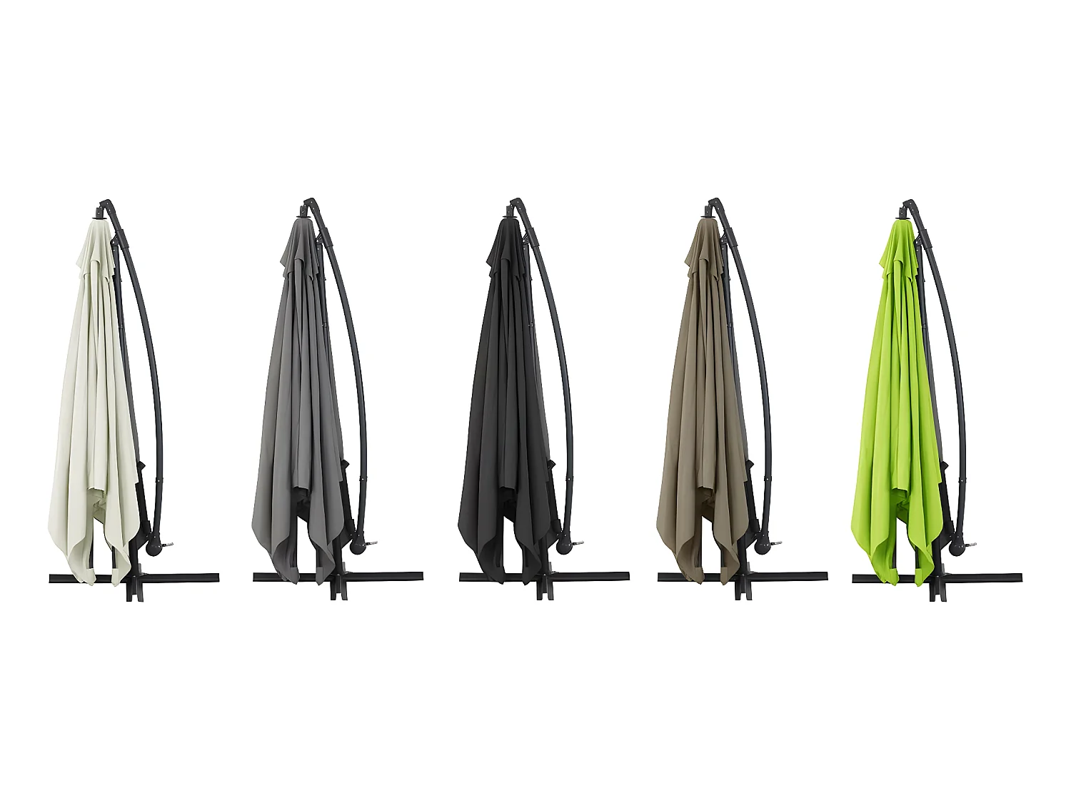 Vierkante zweefparasol 3x3m met inbegrepen tegels - Taupe