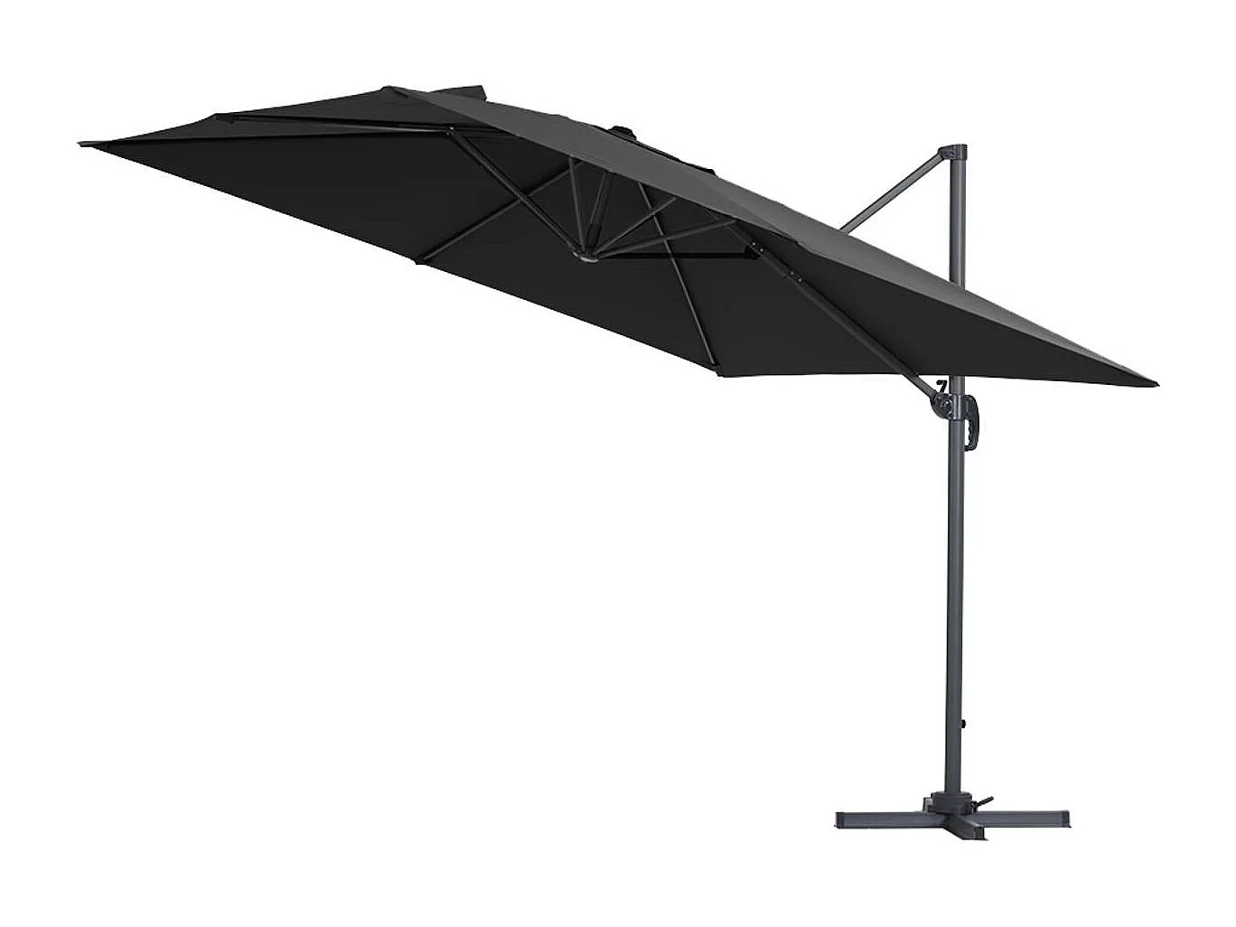 Parasol jardin déporté Alu "Sun 3" - Carré - 3 x 3 m - Noir + housse de protection