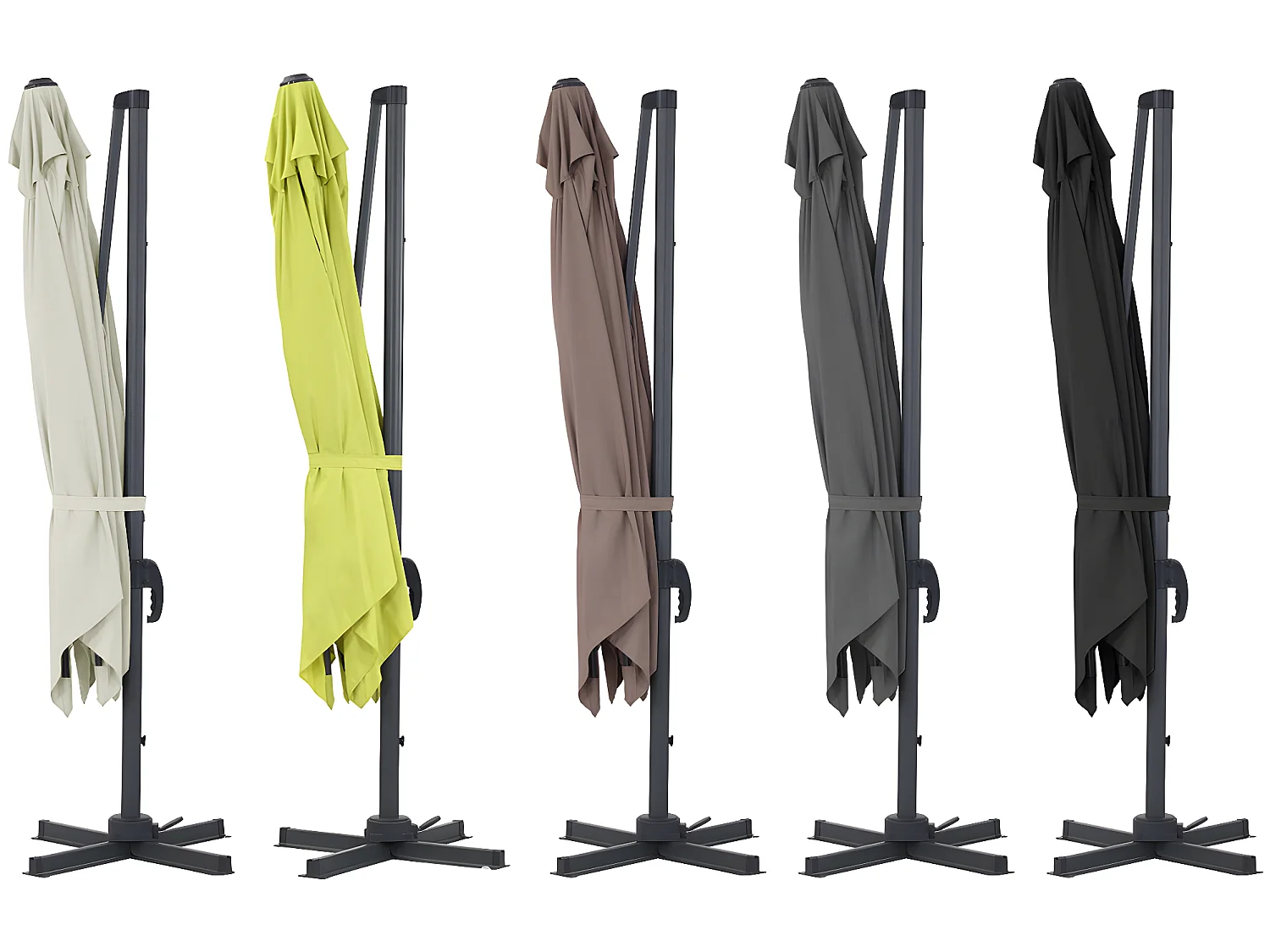 Aluminium Sun 3 zweefparasol voor tuin en terras - Groen 3x3m