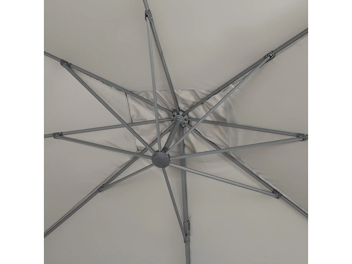 Parasol vrijhangend tuin zweefparasol Aluminium "Sun 4" - Rechthoekig - 3 x 4 m - Grijs - Inclusief parasolvoet tegel / parasoltegels