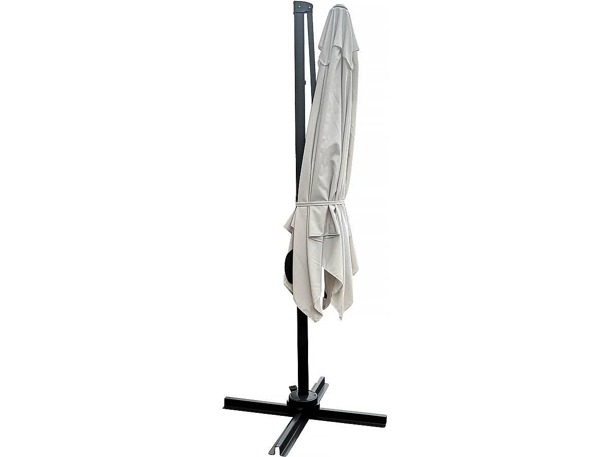 Guarda-sol "Soleil" deslocado quadrado 2,5x2,5m - Ecru, inclinável e giratório a 360°