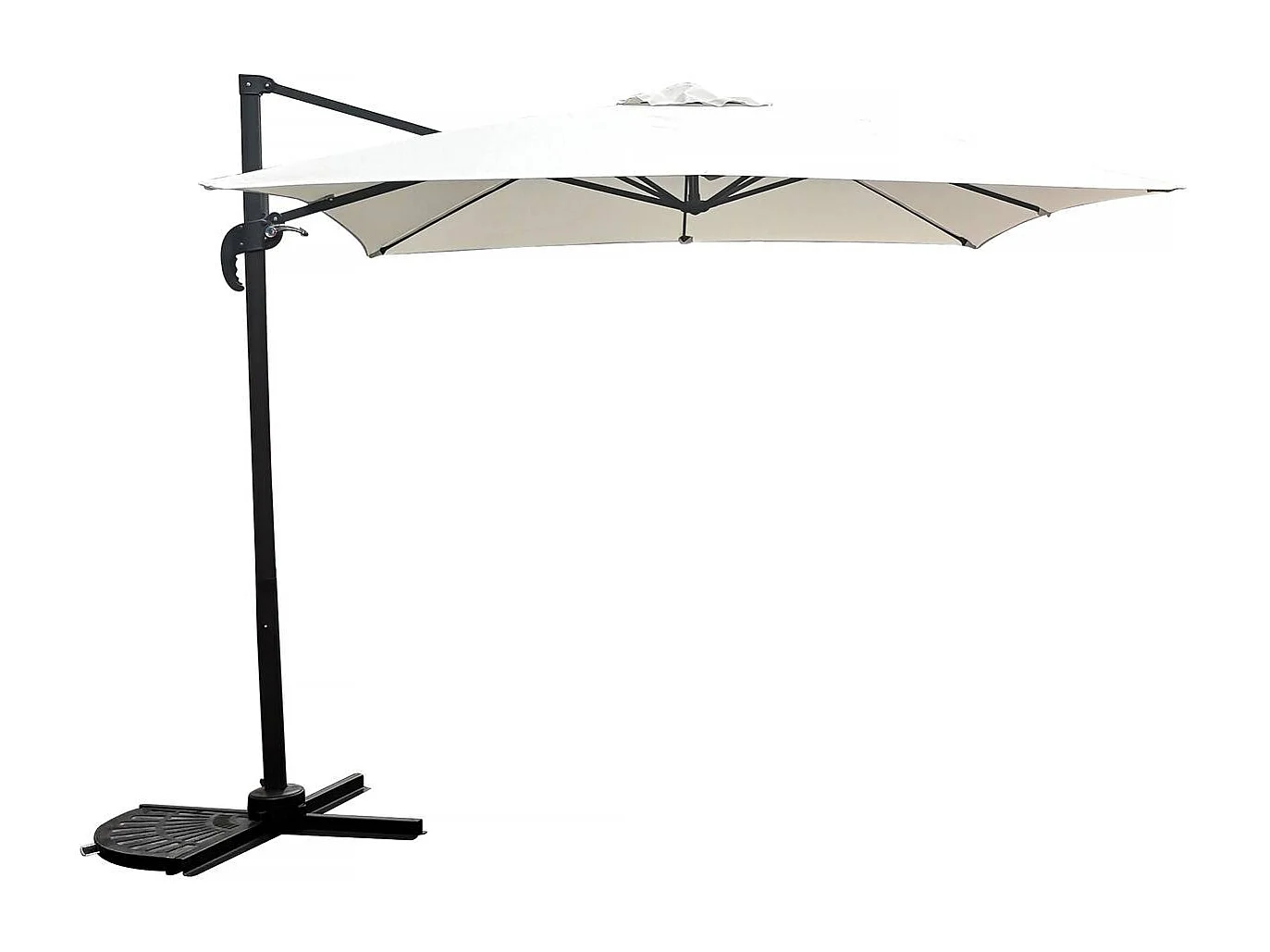 Guarda-sol "Soleil" deslocado quadrado 2,5x2,5m - Ecru, inclinável e giratório a 360°
