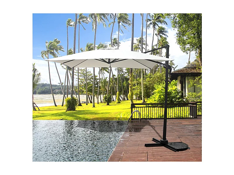 Parasol jardin déporté "Soleil" - Carré - 2.5 x 2.5 m - Ecru