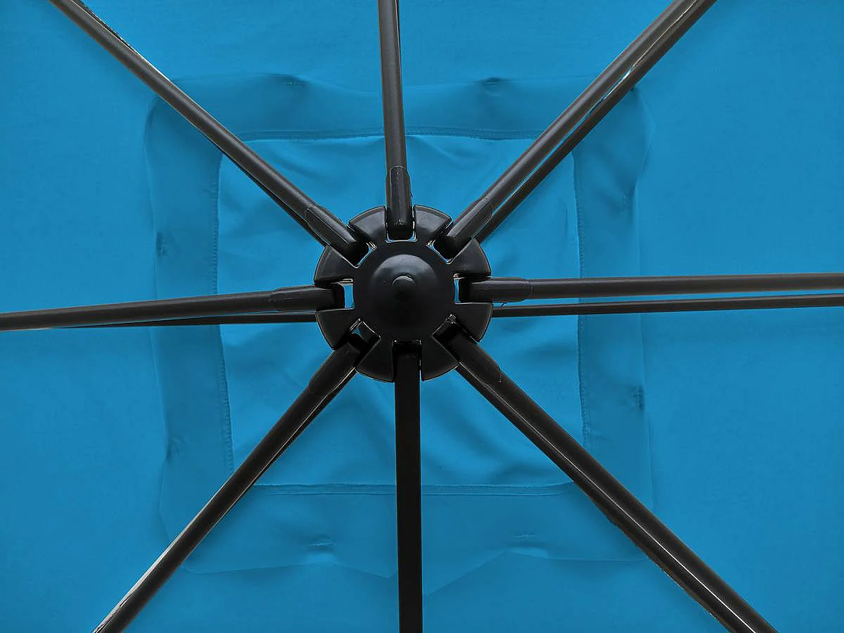 Parasol vrijhangend tuin zweefparasol "Soleil" - Vierkant - 2,5 x 2,5 m - Blauw + beschermhoes parasol