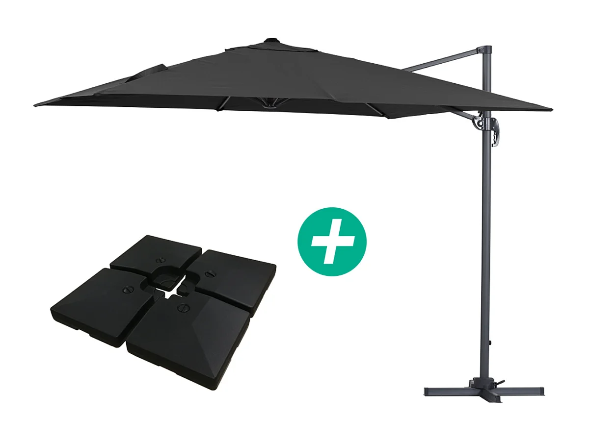 Ombrellone da giardino a sospensione "Sun 3 " - Quadrato - 3 x 3 - Nero - Base inclusa