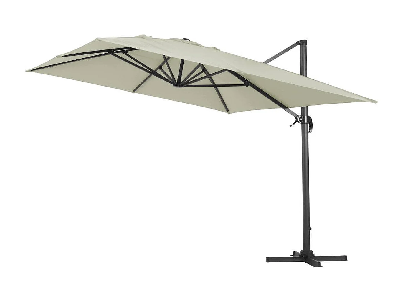 Parasol vrijhangend tuin zweefparasol Aluminium "Sun 4" - Rechthoekig - 3 x 4 m + beschermhoes - Ecru