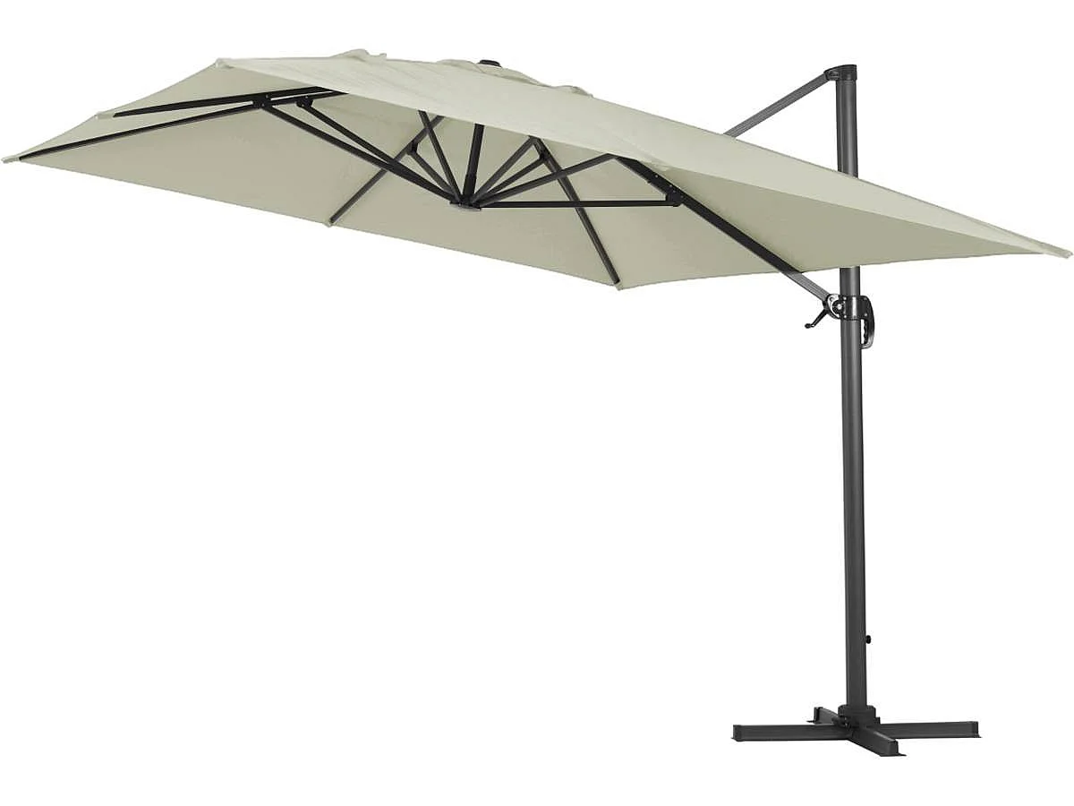 Parasol jardin déporté Alu "Sun 4" - Rectangle - 3 x 4 m + Housse de protection - Ecru
