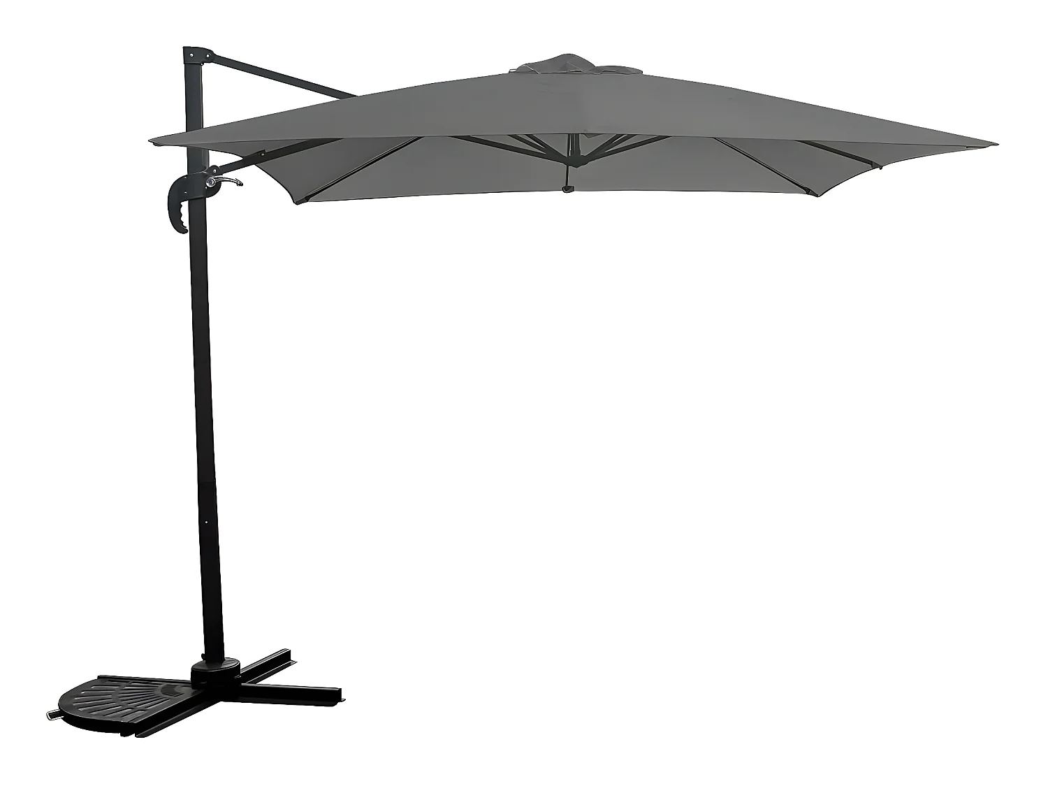 Zweefparasol Soleil - 2,5 x 2,5 m - Grijs, verstelbare kanteling en hoogwaardige materialen