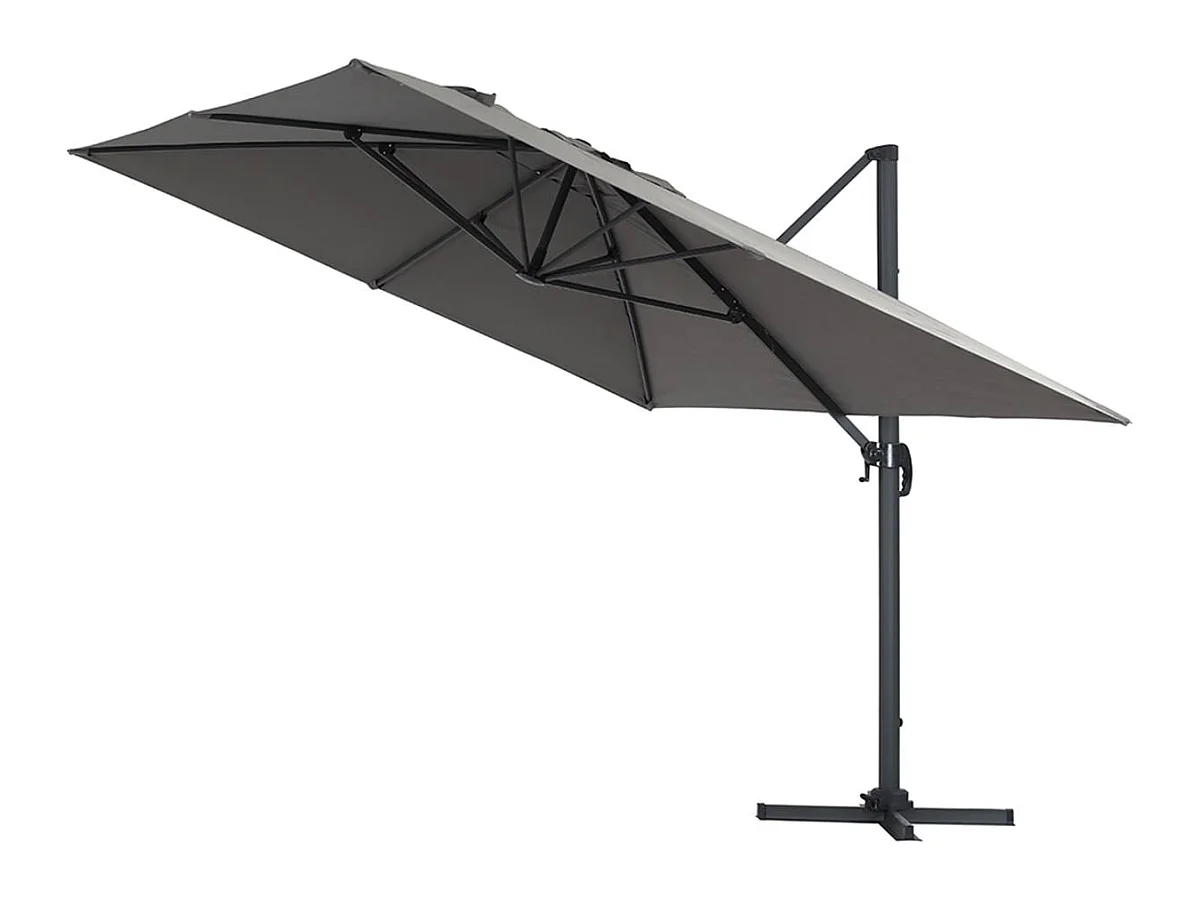 Parasol jardin déporté Alu "Sun 4" - Rectangle - 3 x 4 m + Housse de protection - Gris