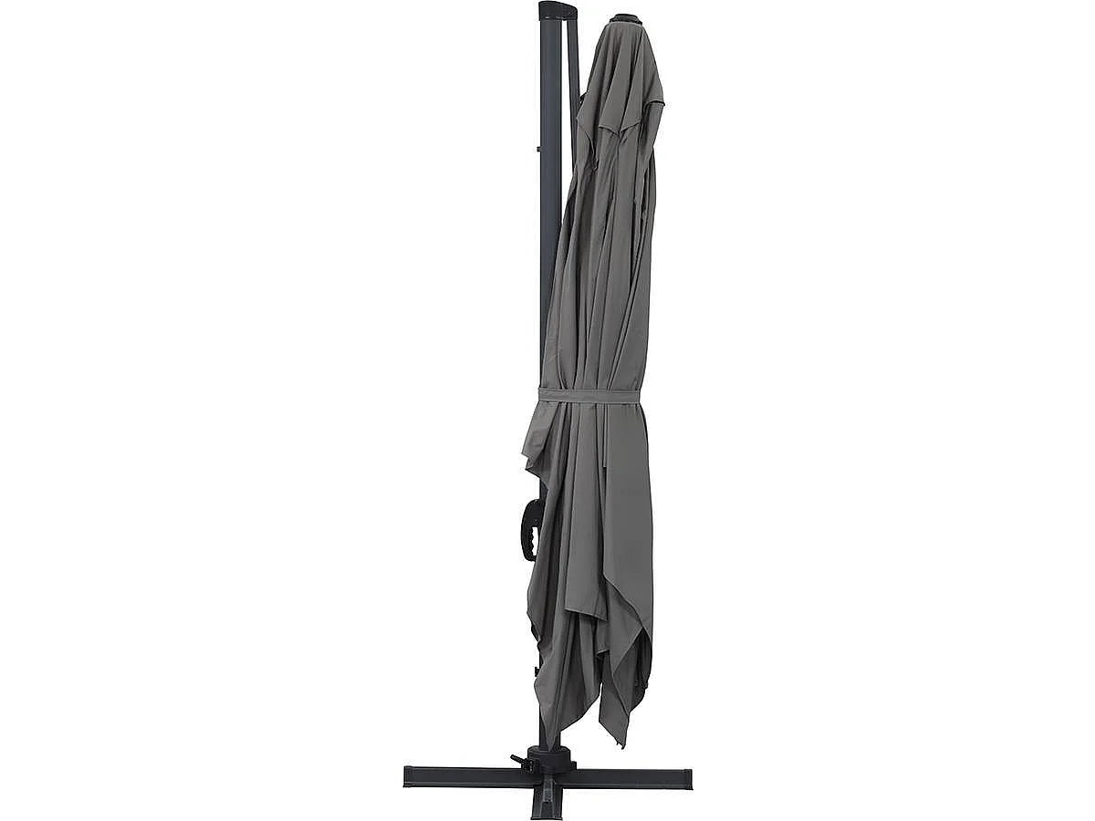 Parasol jardin déporté Alu "Sun 4" - Rectangle - 3 x 4 m + Housse de protection - Gris