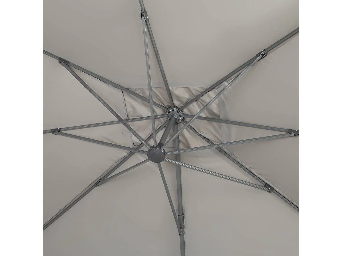 Parasol jardin déporté Alu "Sun 4" - Rectangle - 3 x 4 m + Housse de protection - Gris