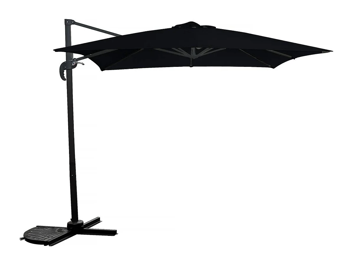 Guarda-sol de jardim deslocado quadrado 2,5 x 2,5 m preto - Inclinação ajustável e giratório a 360°