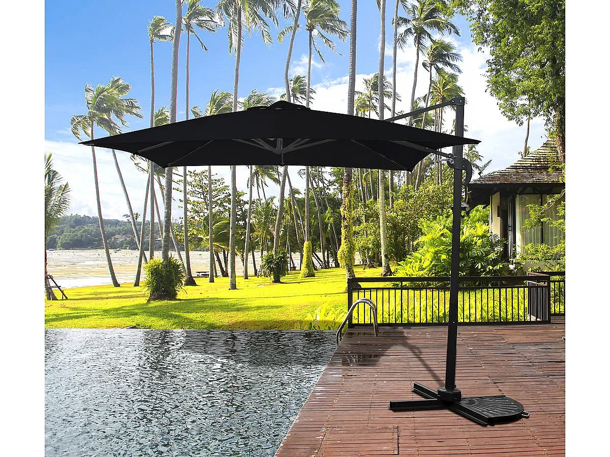 Parasol ogrodowy "Soleil" z nogą boczną - 2.5 x 2.5 m - Czarny