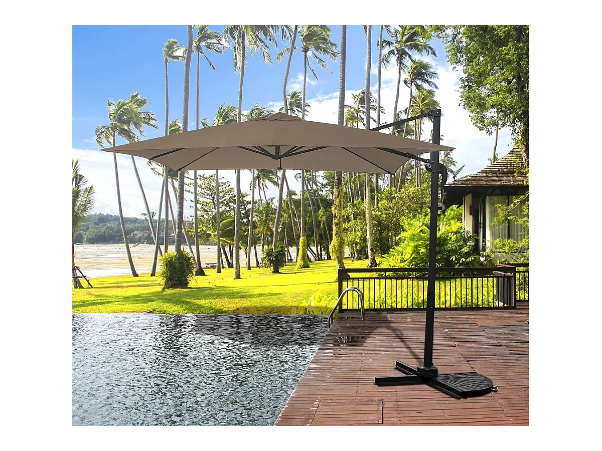 Sombrilla de jardin deportada "Soleil" - Cuadrada - 2.5 x 2.5 m - Topo