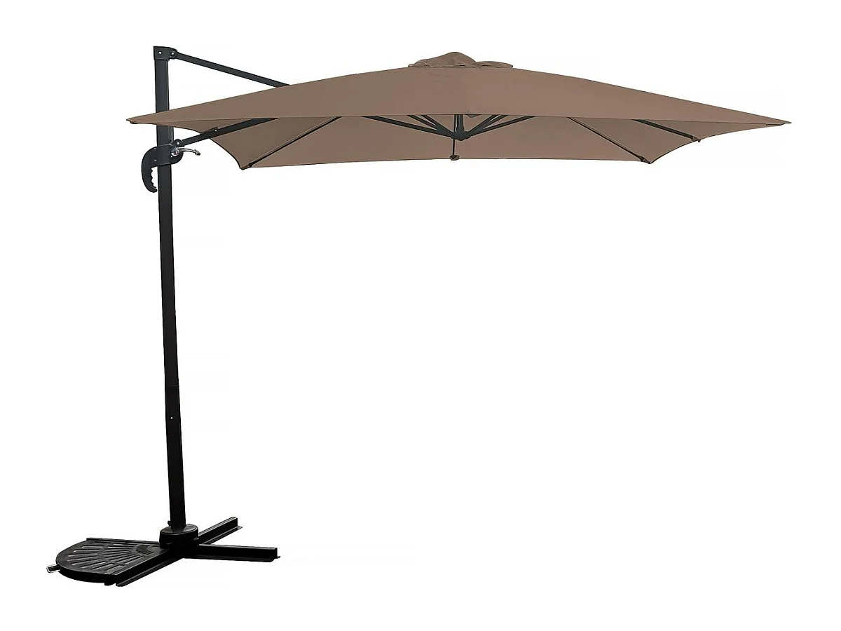 Parasol jardin déporté "Soleil" - Carré - 2.5 x 2.5 m - Taupe