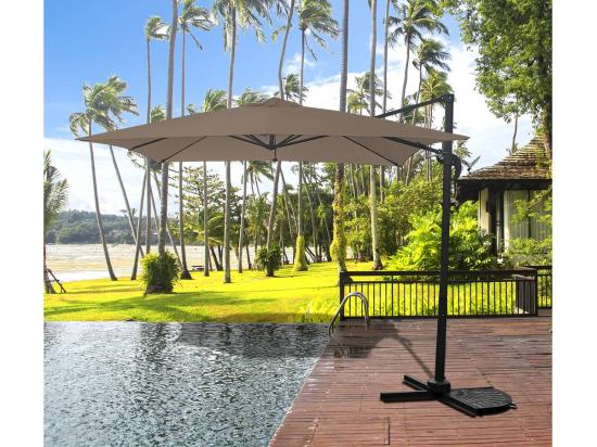 vente unique Parasol jardin déporté "Soleil" - Carré - 2.5 x 2.5 m - Taupe