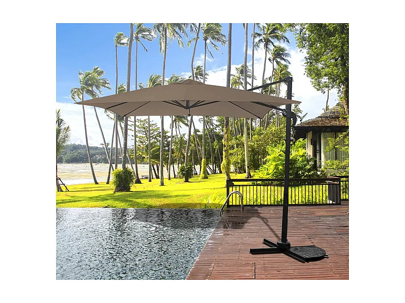 Guarda-sol de jardim deslocado "Soleil" - Quadrado - 2,5 x 2,5 m - Taupe